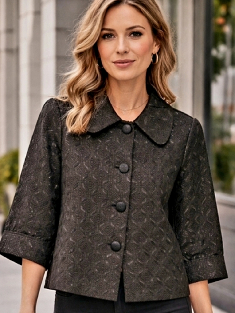 JohnPaulRichard Cropped Full Cut Black Jacket W/Full Sleeves -SZL